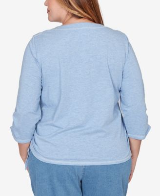 Plus Size Austin Floral Diamond Embroidered Knit Top