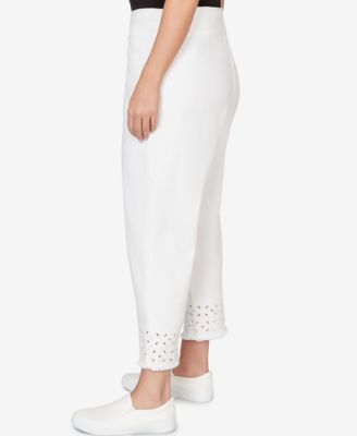 Plus Size Mykonos Geometric Embroidered Super Stretch Denim Ankle Pants