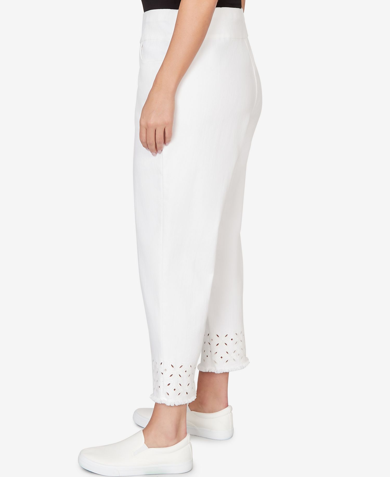 Plus Size Mykonos Geometric Embroidered Super Stretch Denim Ankle Pants