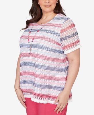 Plus Size The Royal Treatment Biadere Fringe Textured Top with Necklace