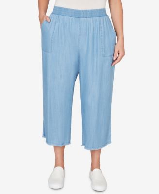 Plus Size Beachcomber Wide Leg Patch Pocket Ankle Pants