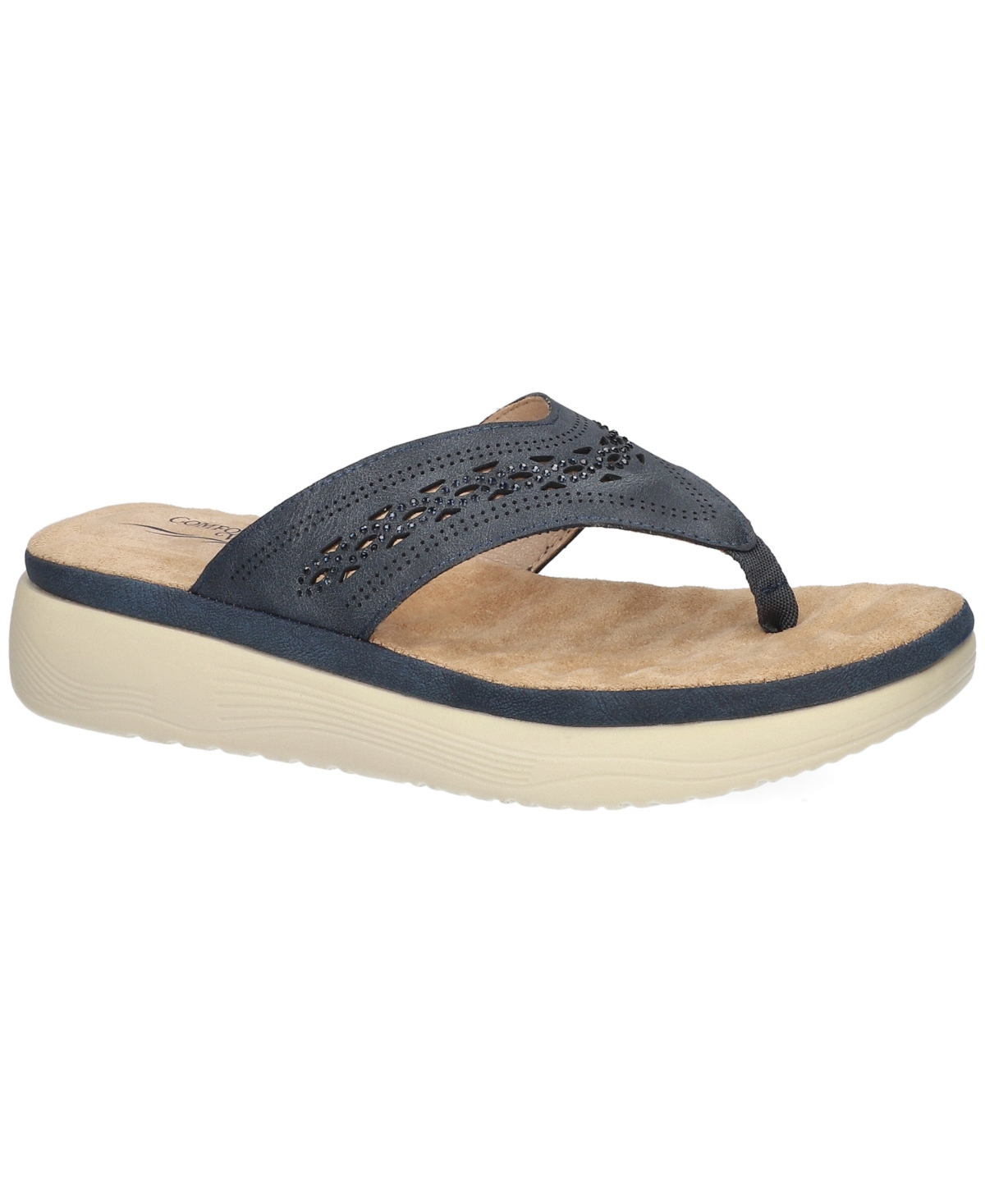 Easy Street Women's Sonny Platform Thong Sandals - Navy