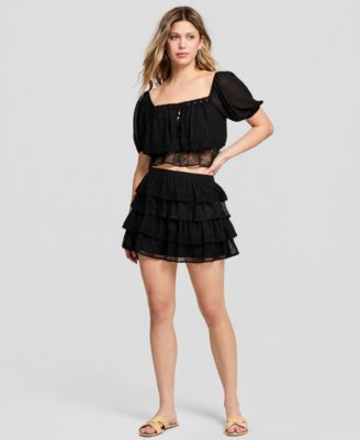 Women's Chiffon Lace Mini Skirt