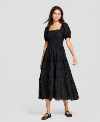 Women's Eyelet Cotton Maxi Dress