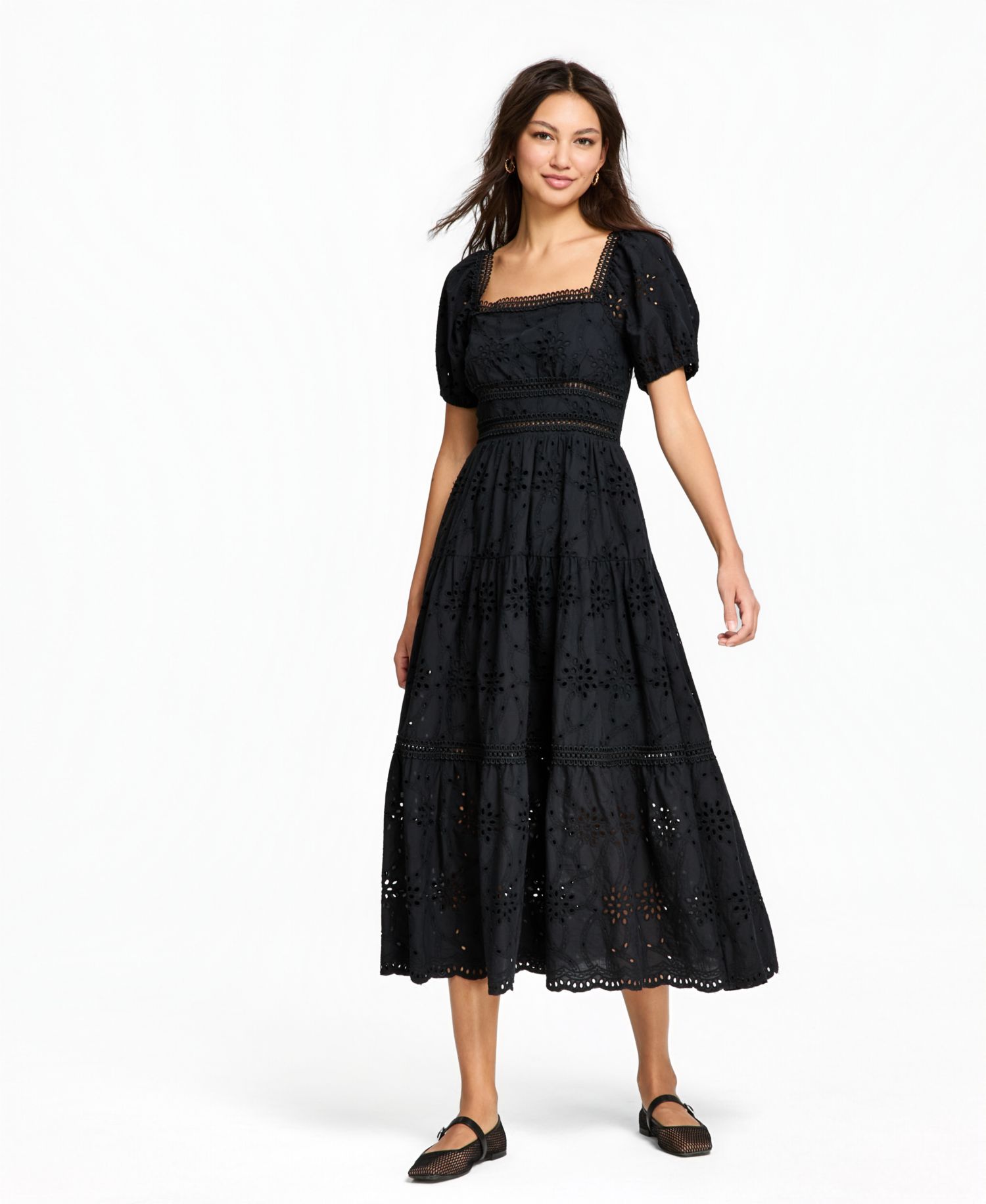 Women's Eyelet Cotton Maxi Dress