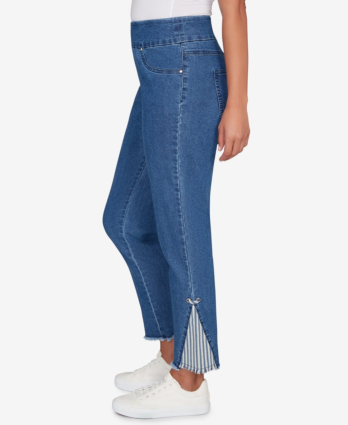 Ruby Rd. Petite Nautical Stripe Inset Slim Fit Jeans