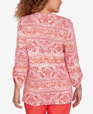 Petite Woodblock Twin Printed Knit Top