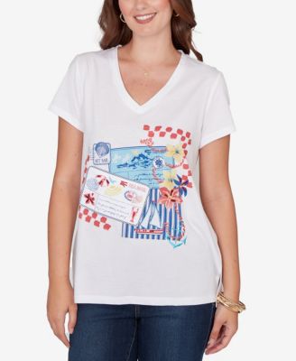 Petite Embellished Postcard Graphic T-shirt