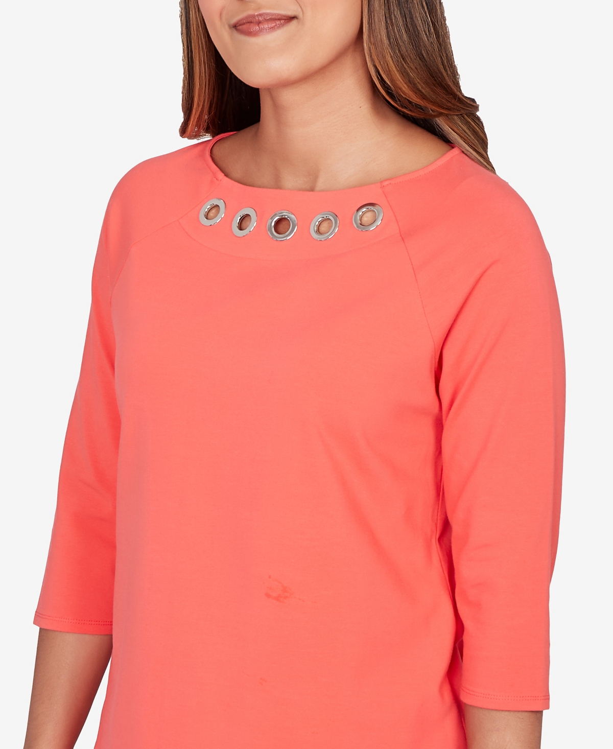Ruby Rd. Petite Grommet Neck Solid Knit Top