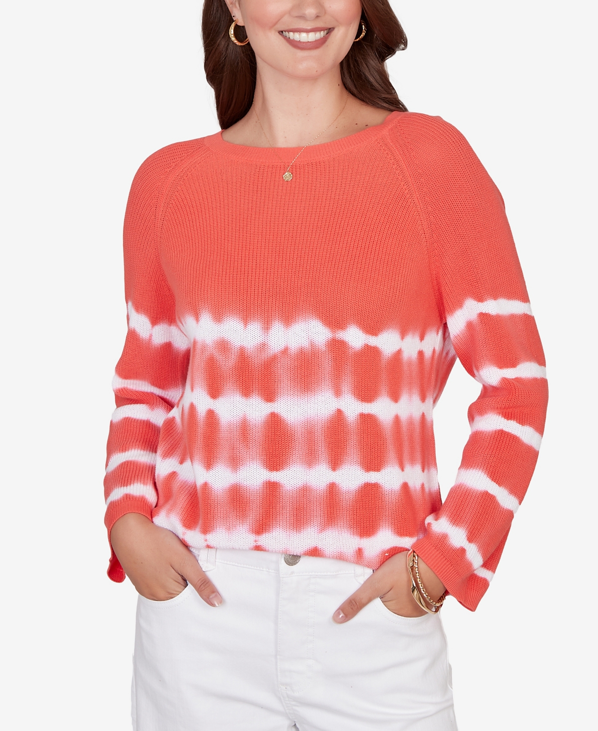 Ruby Rd. Petite Tie Dye Cotton Raglan Sweater