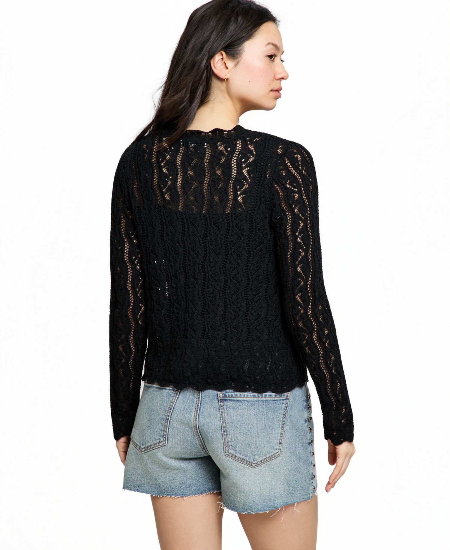 Women's Crocheted Tie-Front Sweater