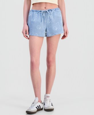 Juniors' Seashell-Print Drawstring Shorts