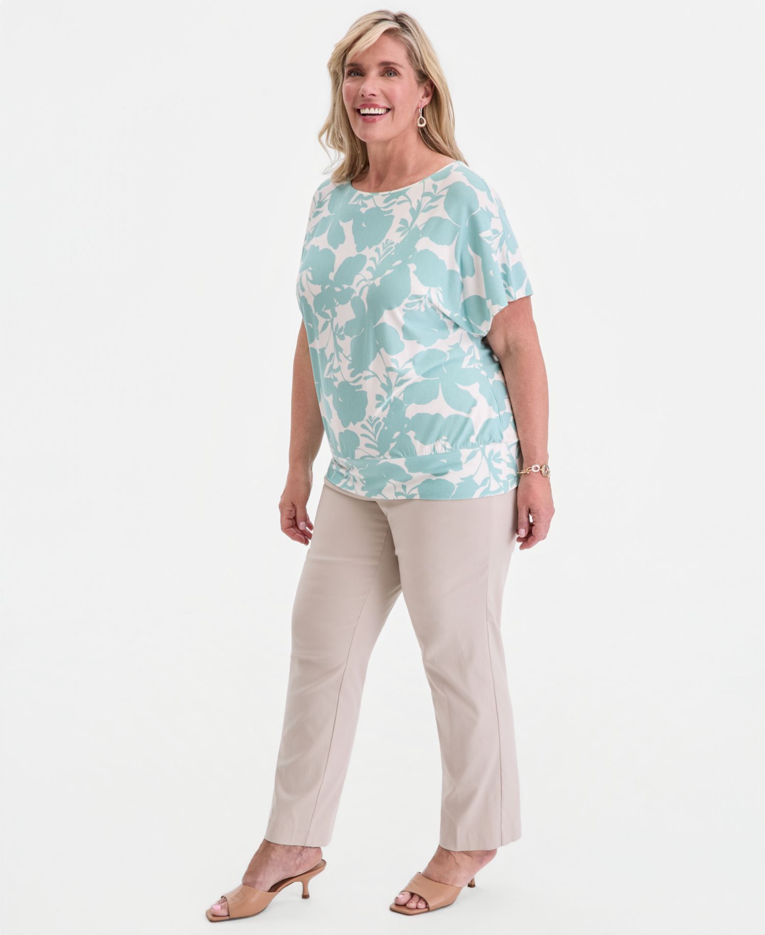 Plus Size Orchid Garden Banded-Bottom T-Shirt