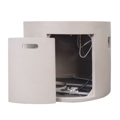 31 Inch Round MgO Fire Pit 40000 BTU Light Weight Concrete Light Grey for Outdoor Patio Backyard