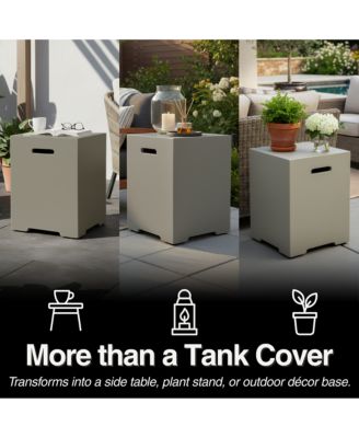 16 Inch Propane Tank Cover 20 LB Outdoor Storage Hideaway Table Concrete Tank Holder Cement Grey Light Grey