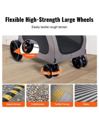 Pet Stroller 4-Wheel Dog Stroller 160 LB Capacity Adjustable Handle