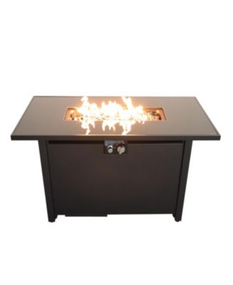 42 Inch W 25 Inch H Steel Outdoor Fire Pit Table with Lid 50000 BTU Stainless Steel Burning Area
