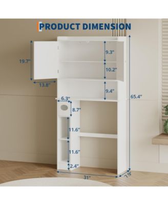 65.4" h Bathroom Organizer with Double Doors, Adjustable Shelves, for Small Bathrooms