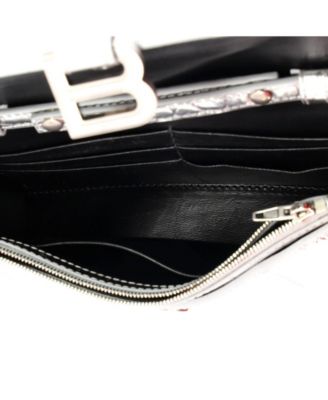 Hourglass Chain Wallet Embossed Leather