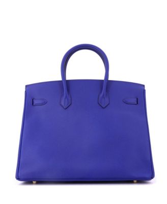 Birkin 35 Handbag Blue Epsom with Gold Hardware