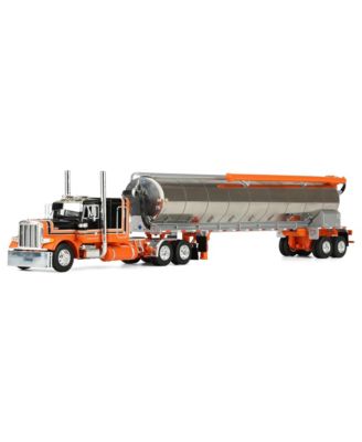DCP 1/64 Orange/Black Peterbilt 379 with 48in Flattop Sleeper & Walinga Feed Trailer 60-2128