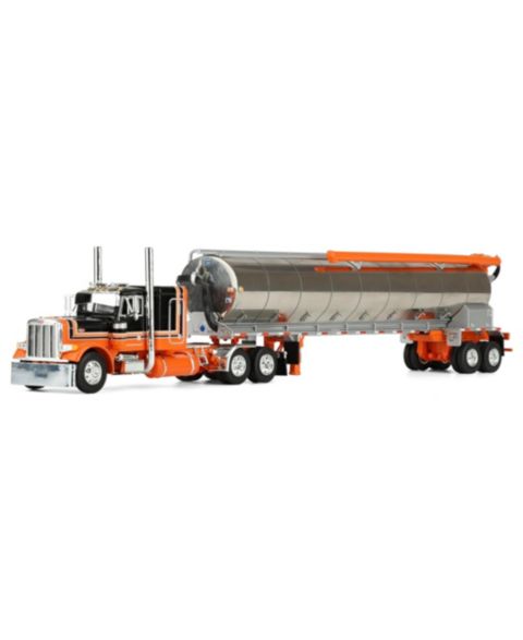 Детские игрушки First Gear 1/64 Scale Peterbilt Model 379 48" Flat-Top Sleeper Cab Diecast Replica with Walinga Bulk Feed Trailer, 2-Piece Set 60-2128