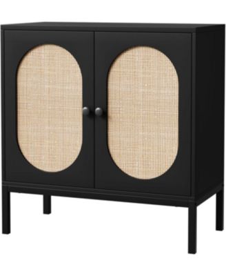 Sideboard Buffet Cabinet with Storage, Accent Cabinet with Rattan Doors,Adjustable Shelf & Metal Feet,Coffee Bar Liquor Cabinet for Living Room