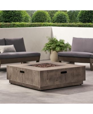 Wellington Square Iron Fire Pit with Wood Pattern 50000 BTU Tank Outside