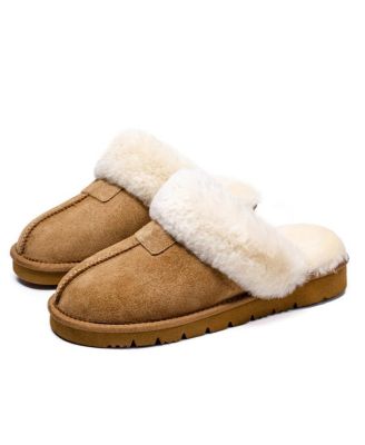 Women's Shearling and Suede Clog Slippers Spring
