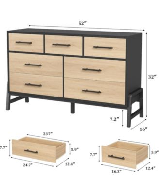 7 Dresser for Bedroom, Freestanding 52 in Wide Drawer Dresser with Storage, Wooden Closet Storage Chest for Living Room, Bedroom, Entryway