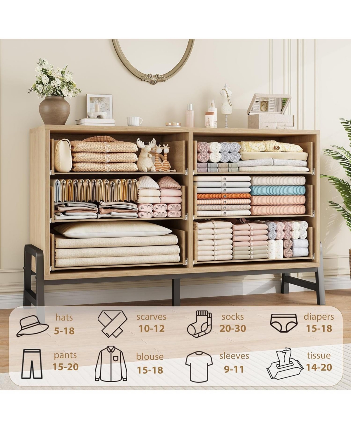 gaomon 52" Wide 6 Drawer Closet Dresser, Freestanding Wooden Storage Cabinet for Bedroom or Living Room