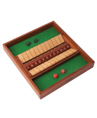 2-Player Wooden Shut The Box 12 Numbers Dice Game Board with Red/Black Dices, Popular English Game