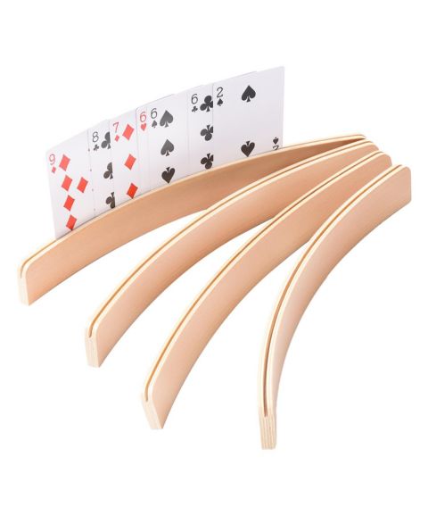 Детские игрушки GSE Games & Sports Expert Curved Wooden 4-Piece Playing Card Racks, 12.5" x 1.4", от 3 лет