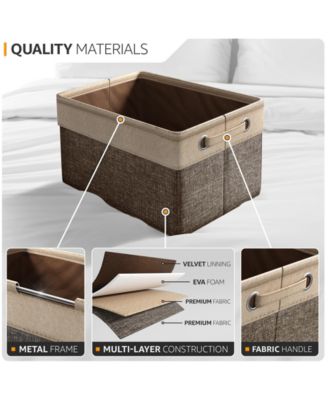 3 Pack 15 inch Collapsible Storage Bins with Handles - Perfect for Home Storage & Organization