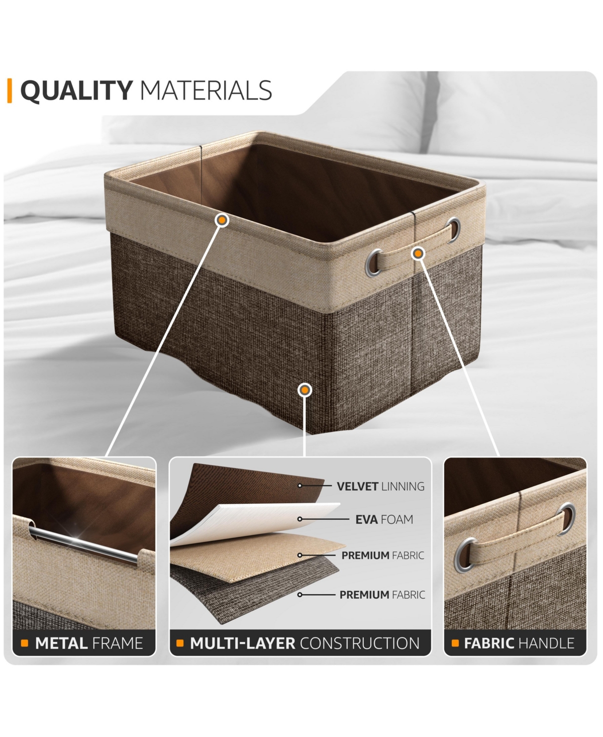 Sorbus 3 Pack Large Sturdy Foldable Fabric Storage Bins with Handles