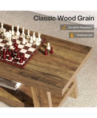 2-Tier Coffee Table with Storage Shelves, 47.24"