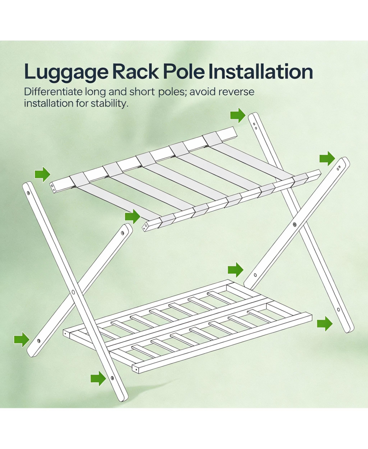 Yigii Bamboo Suitcase Stands Set of 2 with Nylon Strap Support for Guest Room