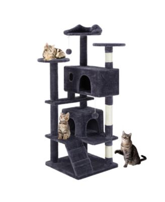 54in Dark Blue Multi-Functional Cat Tree: Climbing Frame, Lounge, Detachable Toy