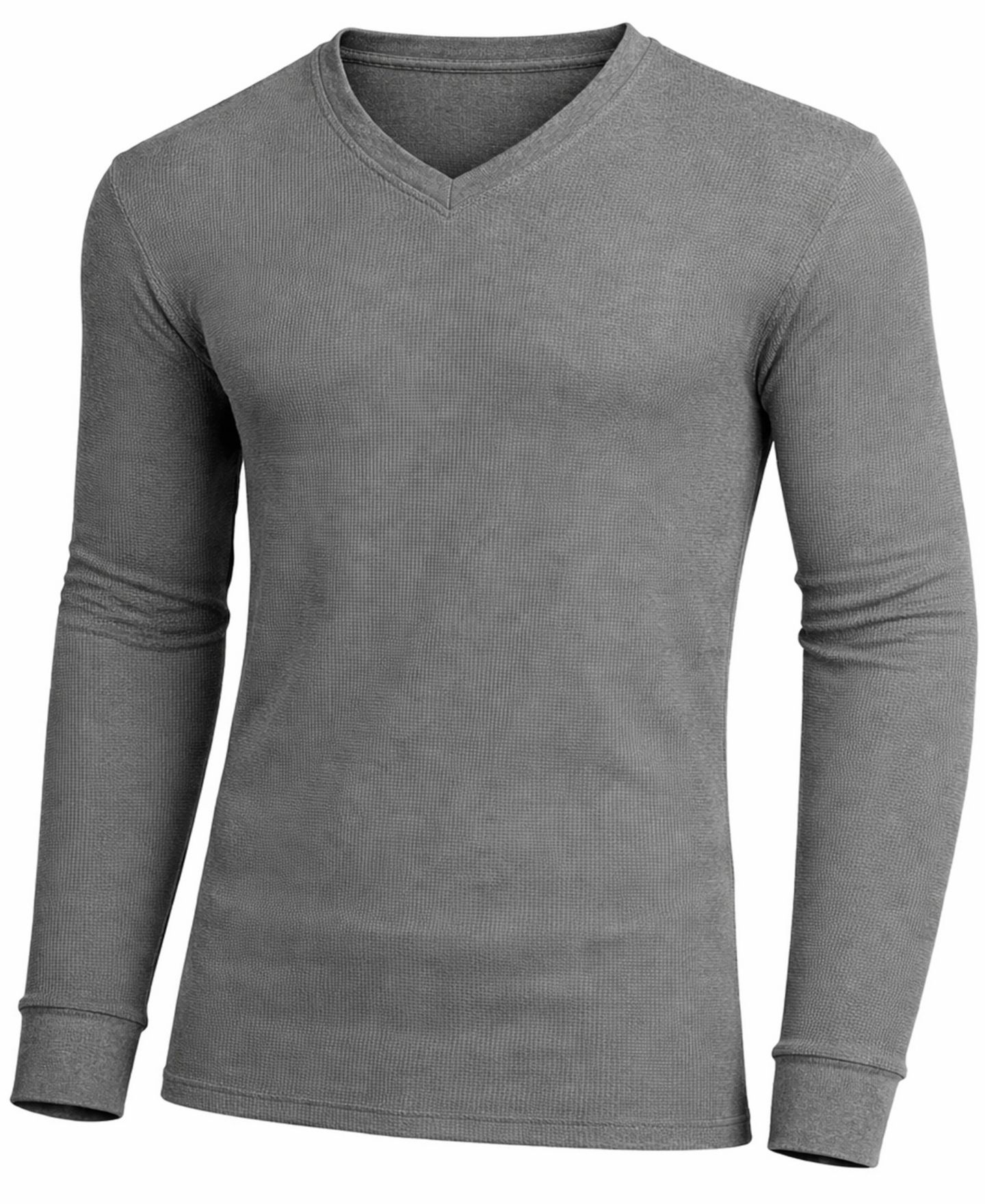 Мужская футболка Galaxy By Harvic Long-Sleeve Waffle-Knit V-Neck Thermal, цвет: Угольный — фото 3