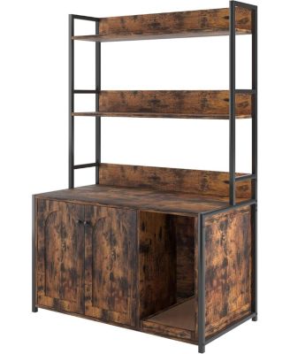 Litter Box Enclosure with 2 Storage Shelves