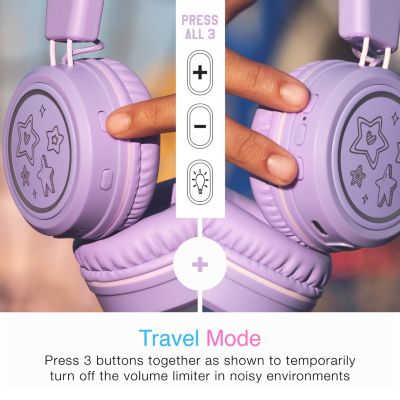KidJamz KJ55BT (2 Pack) Bluetooth Wireless Headphones for Kids w/ LED Lights