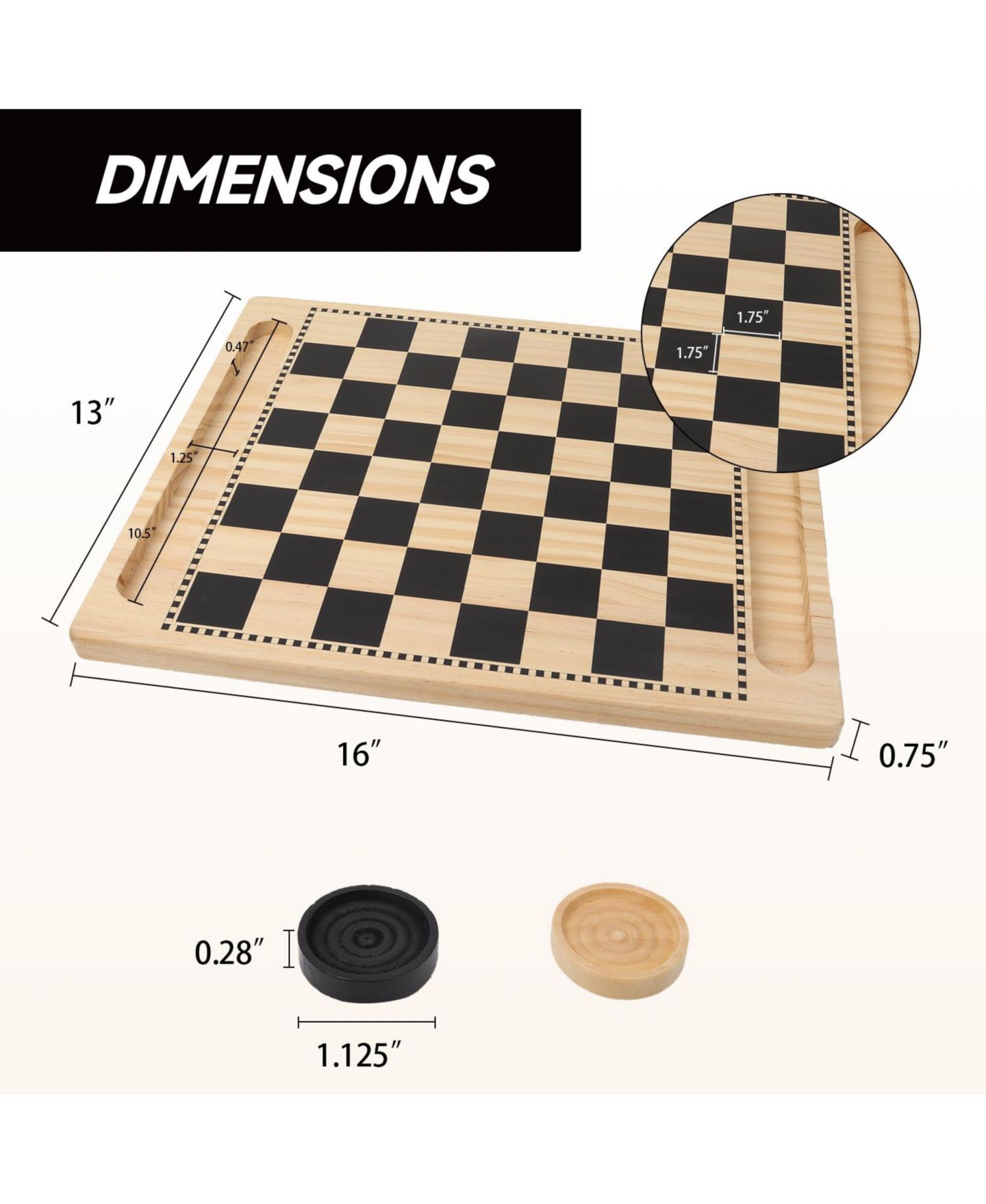 Детские настольные игры GSE Games & Sports Expert 2-in-1 Wood Checkers & Tic-Tac-Toe 28-Piece Board Game, Ages 6+ — фото 2