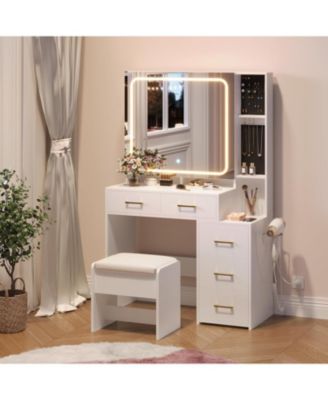 Vanity Desk Mirror and Lights - Makeup Vanity Set for Bedrooms, Apartments, Easy to Assemble