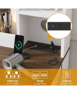 Makeup Vanity and Stool - Vanity Desk Lights in 3 Colors - White Vanity Table for Bedrooms, Apartments