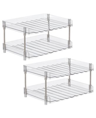 Free-Stand Stackable 2-Tier Water Bottle Holder, 2 Pack, Clear/Polished