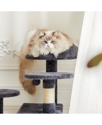 70" Grey Large Cat Tree Tower: Multi-Level, Scratching Post, Jumping Platform Space