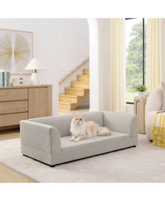 Oversized Pet Sofa for Medium/Large Dogs, Beige, 56.5"26"17" - Backrest, Armrests, Soft Cushion