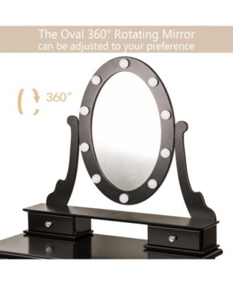 Modern Makeup Vanity Girls Vanity Set Lighted Mirror and Cushioned Stool Make Up Table  for Bedrooms, Apartments