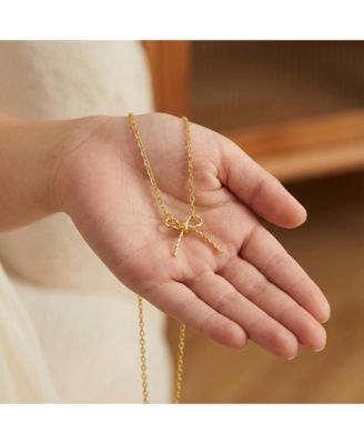 Gigi Girl Children's 14k Gold Plated Ribbon Bow-Tie Gifted Pendant Necklace