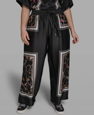 Plus Size Printed Soft Wide-Leg Pants